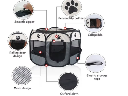 Portátil dobrável Pet Tent, cerca octogonal, abrigo para cachorros, fácil de usar, fácil operação ao ar livre, grandes gaiolas, cercas de gato, canil