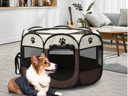 Portátil dobrável Pet Tent, cerca octogonal, abrigo para cachorros, fácil de usar, fácil operação ao ar livre, grandes gaiolas, cercas de gato, canil