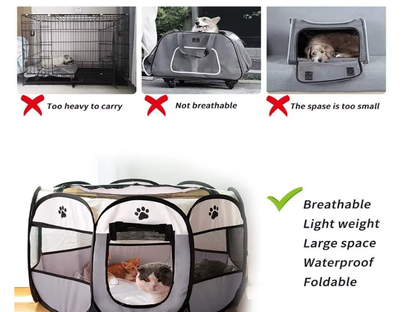 Portátil dobrável Pet Tent, cerca octogonal, abrigo para cachorros, fácil de usar, fácil operação ao ar livre, grandes gaiolas, cercas de gato, canil