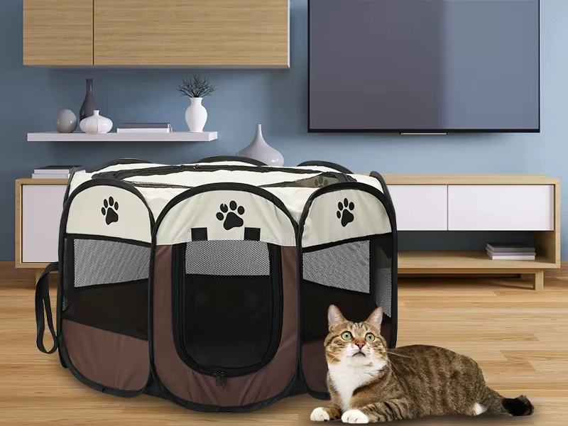 Portátil dobrável Pet Tent, cerca octogonal, abrigo para cachorros, fácil de usar, fácil operação ao ar livre, grandes gaiolas, cercas de gato, canil